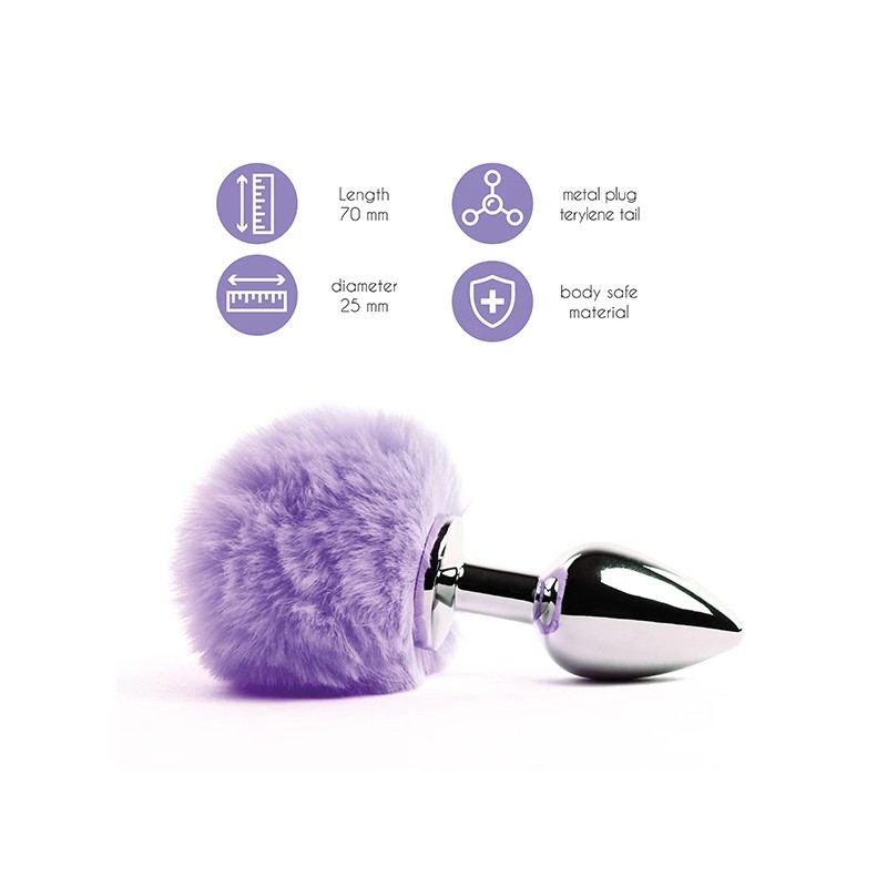 Plug analny - FeelzToys Bunny Tails Butt Plug Purple